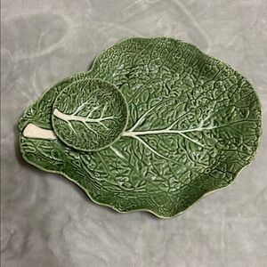 Bordallo Pinheiro Cabbage Chip and Dip Serving Tray